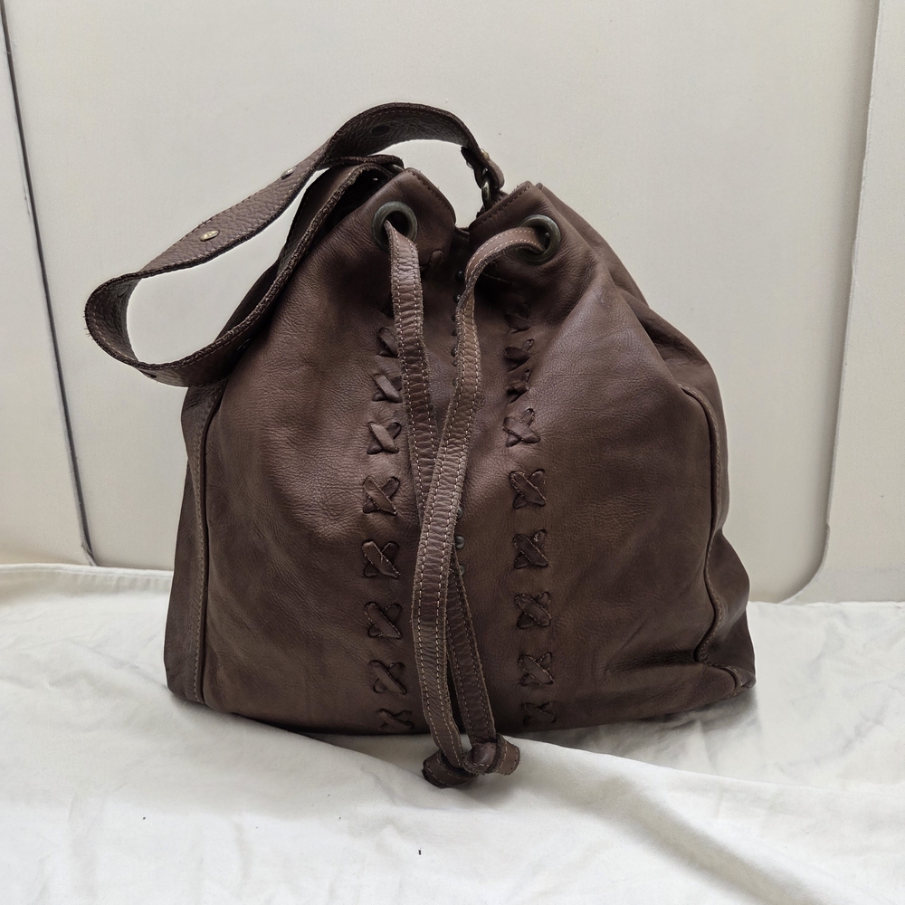 Civico 93 Italian Leather Convertible Hobo Bag | Made in Italy | Brown